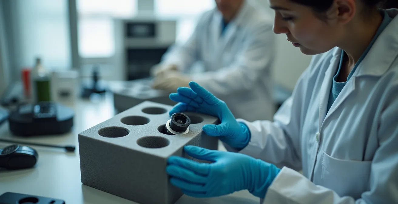 Professionelles Auspacken empfindlicher optischer Komponenten