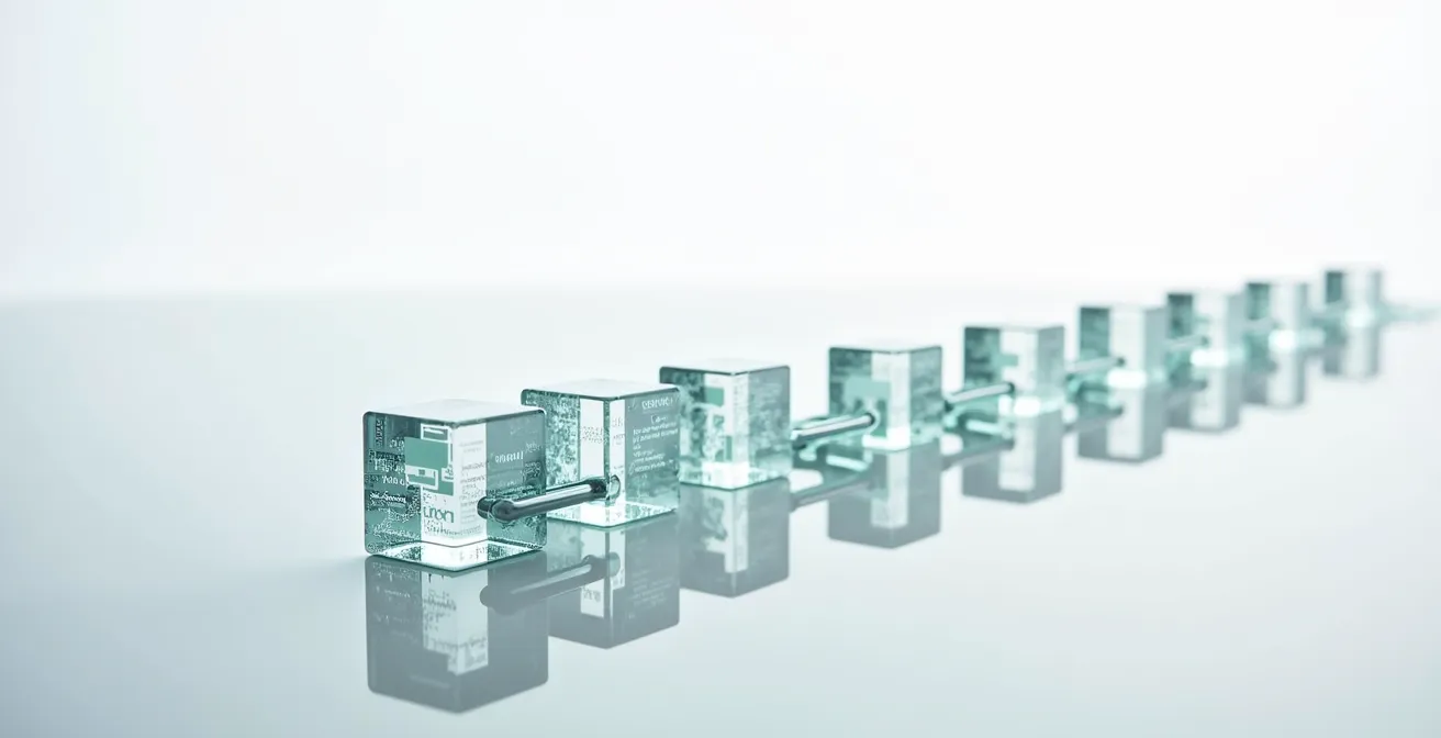 Abstrakte Visualisierung einer Blockchain-basierten Transportdokumentation