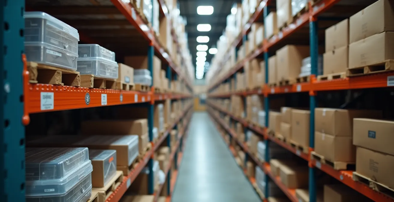 Hochregallager mit chaotischer Lagerplatzverwaltung durch ein Warehouse Management System (WMS)