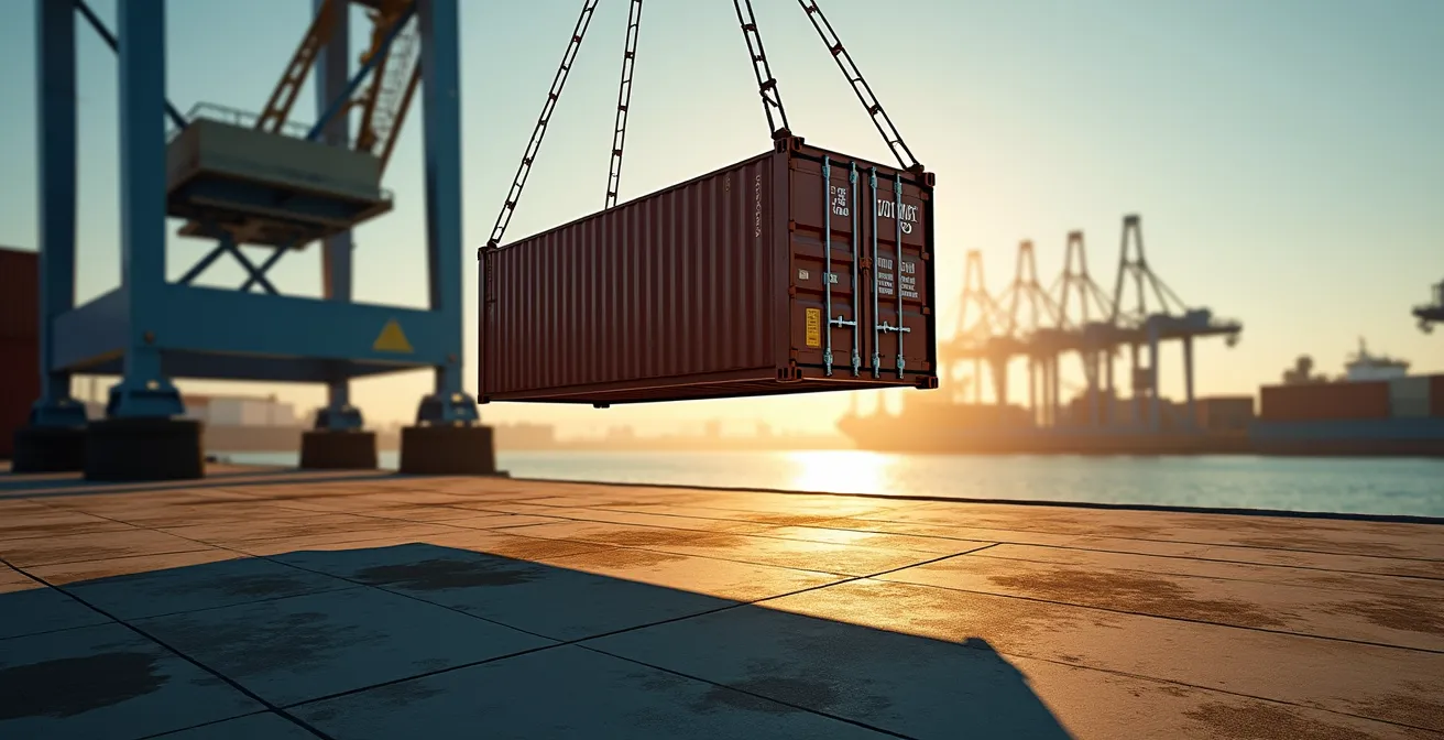 Visualisierung des Gefahrenübergangs bei FCA am Terminal versus FOB an der Schiffsreling