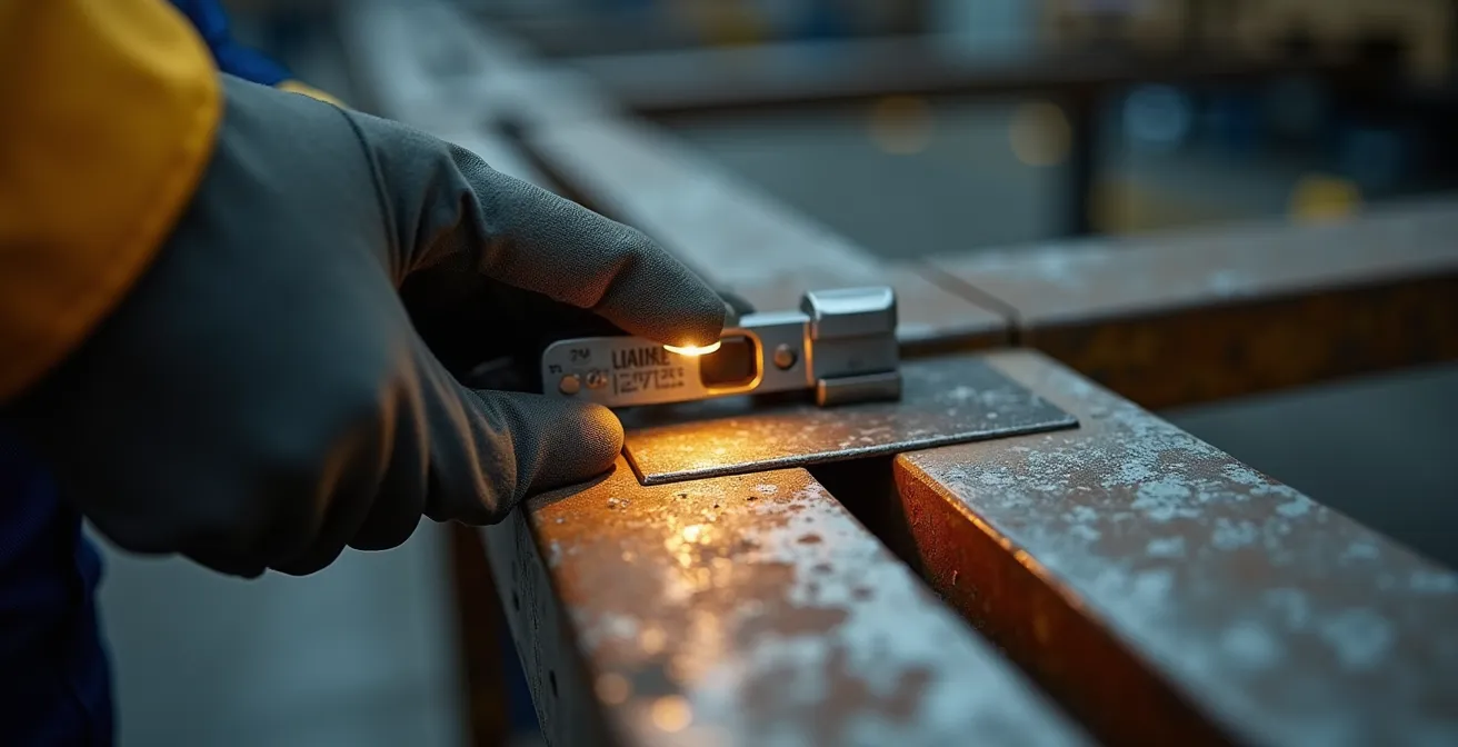 Nahaufnahme von Schweissnähten und Verbindungen bei gebrauchten Palettenregalen