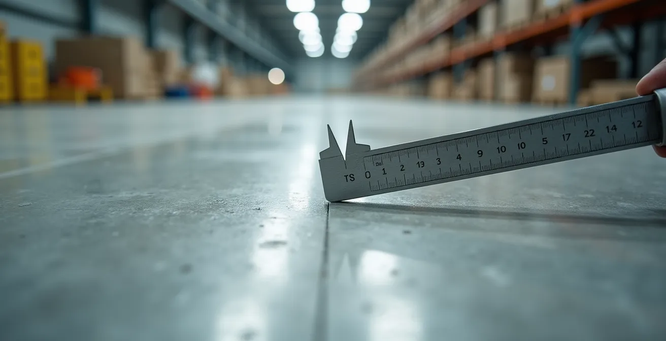 Präzisionsmessung der Bodenebenheit in einem Hochregallager mit Laser-Nivelliergerät