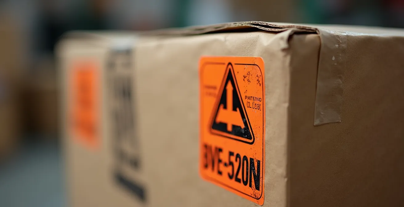 Korrekte Platzierung von Gefahrgutetiketten für Lithium-Batterien auf Umzugskartons