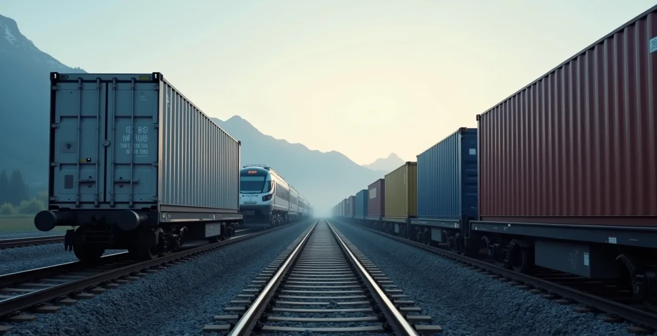 Visualisierung der LSVA-Kostenersparnis bei Bahnverlagerung in den Schweizer Alpen