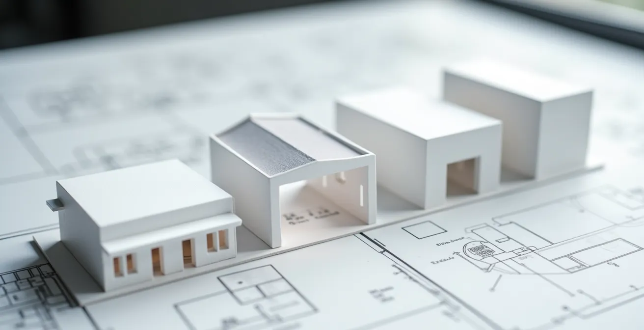 Modulares Lagerkonzept mit visualisierten Erweiterungsphasen in drei Bauetappen