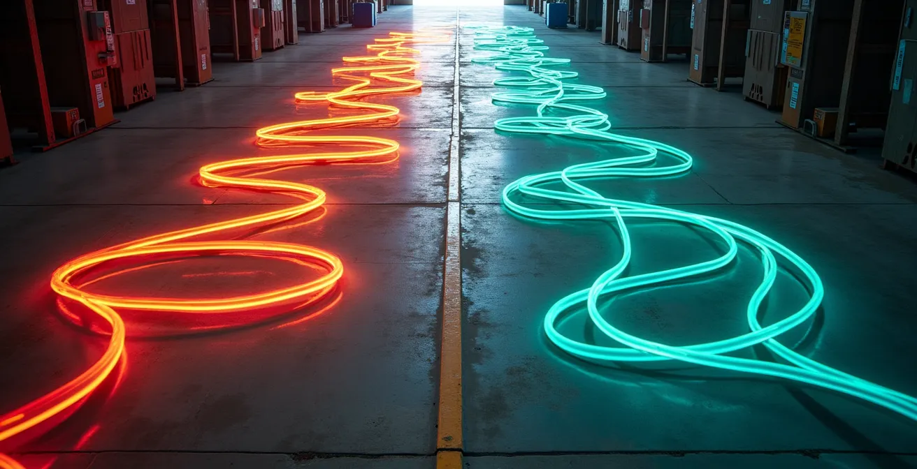 Visualisierung von Laufwegen mittels Spaghetti-Diagramm im Lager